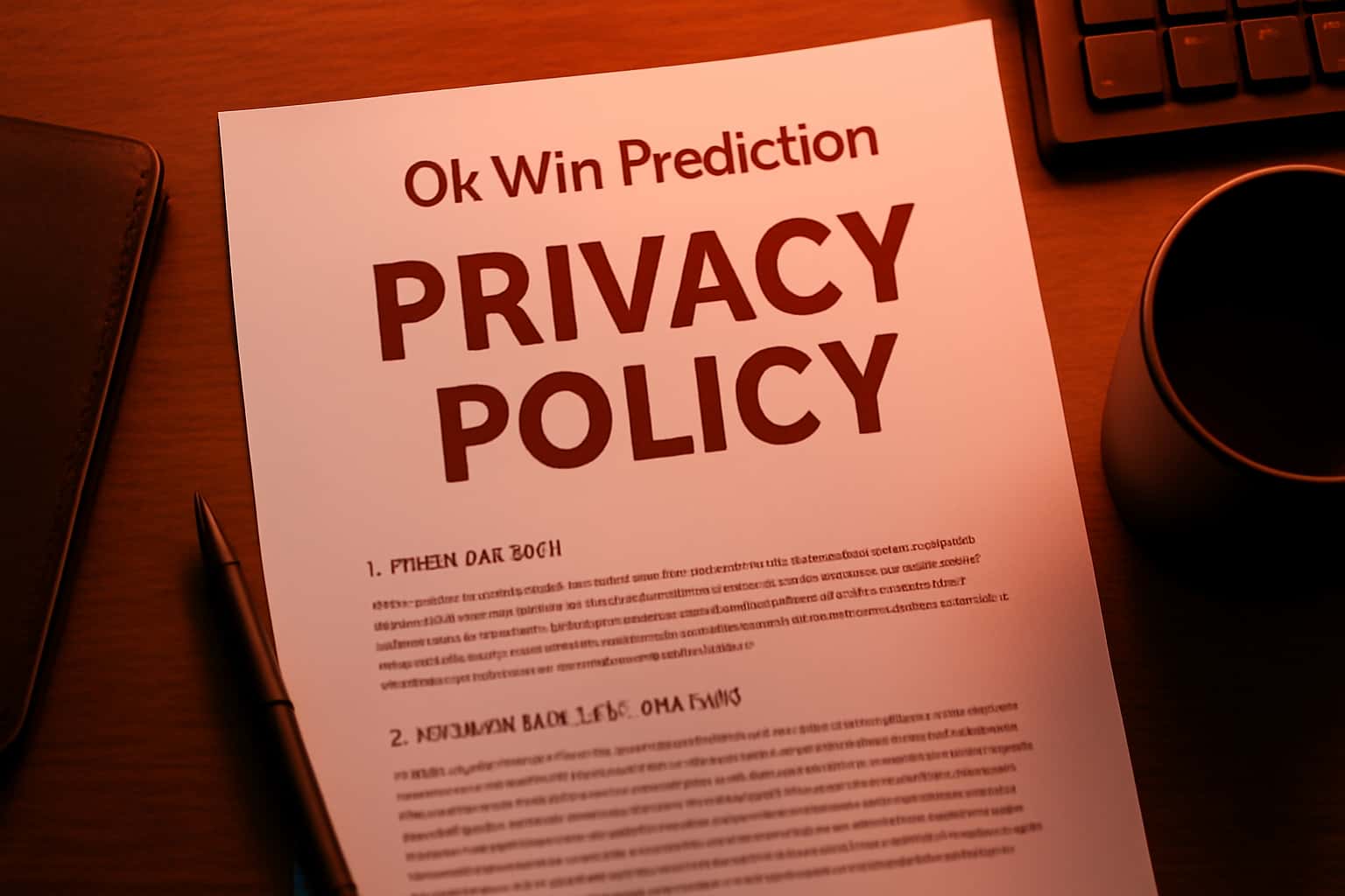 An informative layout illustrating the Ok Win Prediction Privacy Policy.